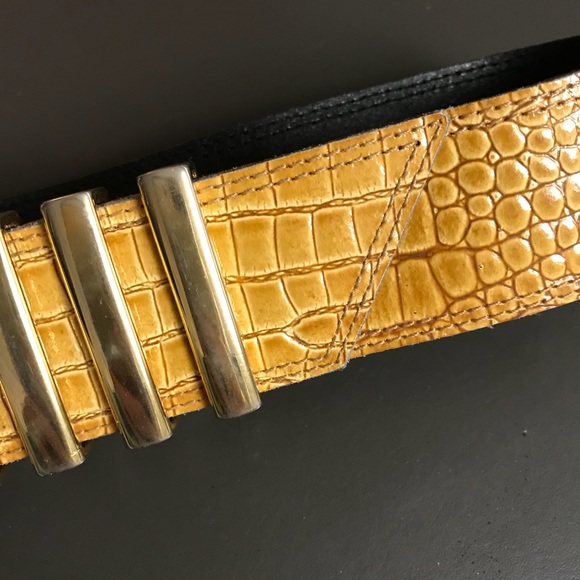 ESCADA Gold Alligator leather belt italy 34 s/m NWT 27 30 - Picture 4 of 5